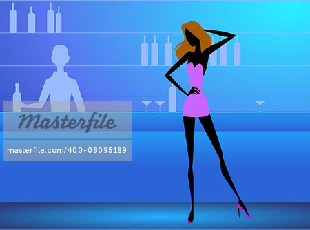 Vector illustration of a girl in the club