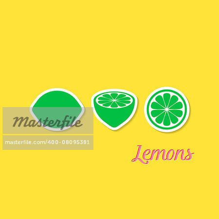 Vector design card with three green lemon labels