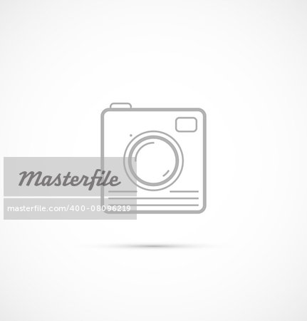 Trendy flat outline hipster camera photo icon. Vector illustration