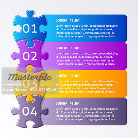 Vector infographic puzzle design template with numbered options