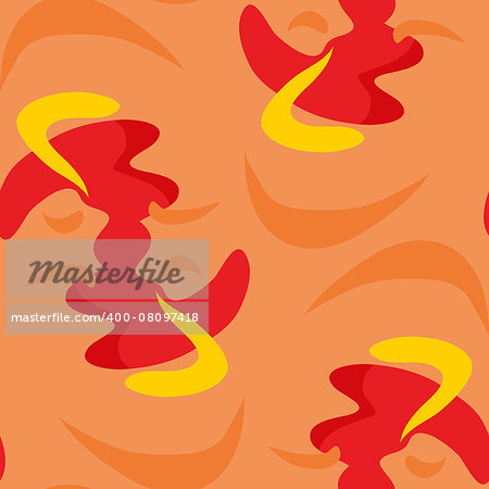 Abstract red and yellow shapes in seamless background