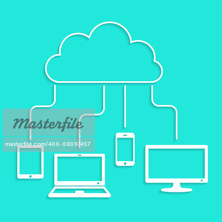 Cloud computing concept with connected devices with shadow