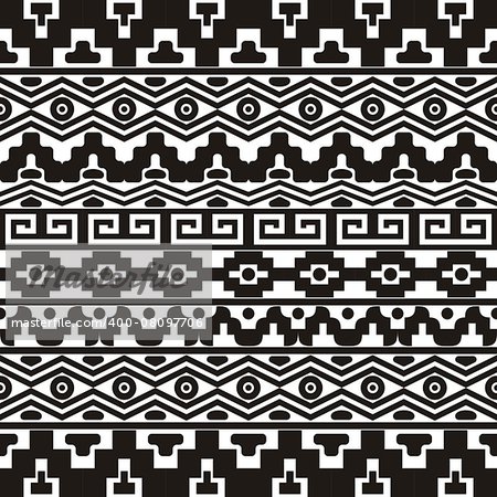 Black vector seamless pattern with aztec ornaments