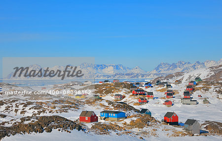 Colorful houses in the Kulusuk village Greenland