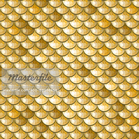 Seamless gold polygonal river fish scales. A sample of fish scales pattern for packaging design, corporate identity or tissue. Vector illustration eps 10. RGB colors.