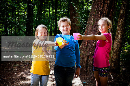Children in a forest camp, Munich, Bavaria, Germany