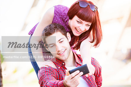 Young couple taking a self-portrait, Osijek, Croatia