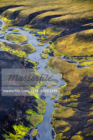 Riverbed in rocky landscape, Iceland