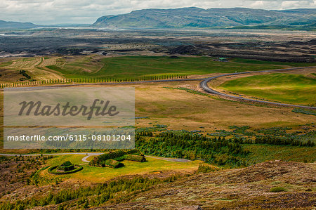 Valley against mountain scenery, Iceland Valley against mountain scenery, Iceland