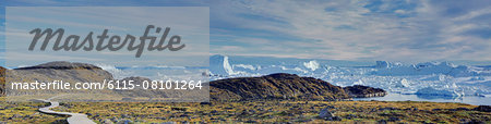 Ice floes and rocky coast, Arctic Ocean, Greenland