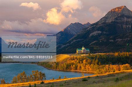 The Prince of Wales Hotel at Sunrise, Waterton Lakes National Park, Alberta, Canada, North America The Prince of Wales Hotel at Sunrise, Waterton Lakes National Park, Alberta, Canada, North America