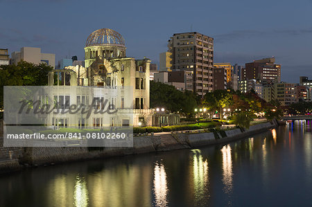 Atomic Bomb Dome at night, UNESCO World Heritage Site, Hiroshima, Western Honshu, Japan, Asia