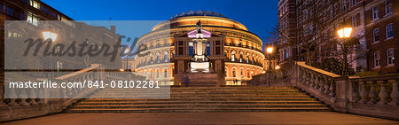 Exterior of the Royal Albert Hall at night, Kensington, London, England, United Kingdom, Europe