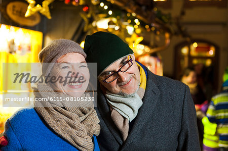 Senior couple at Christmas Market, Bad Toelz, Bavaria, Germany