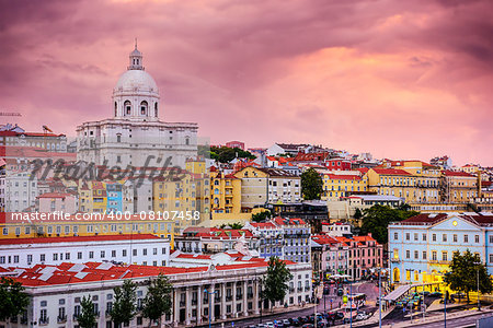 Lisbon, Portugal skyline at Alfama, the oldest district of the city.