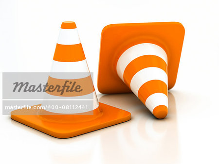 orange highway traffic cone on a white background