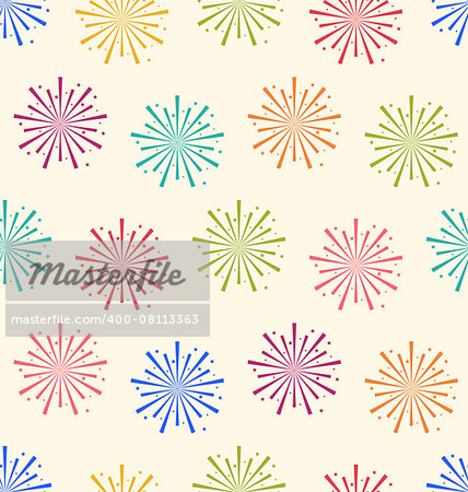 Illustration Seamless Pattern Colorful Firework for Holiday Celebration Events - Vector