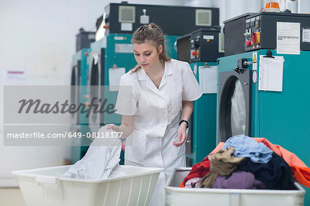 Woman working in laundry