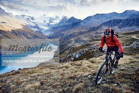 Mountain biker, Valais, Switzerland