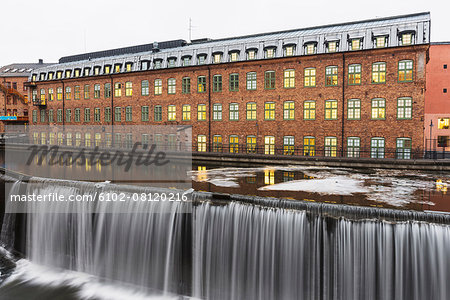 Illuminated Cotton Mill Waterfall