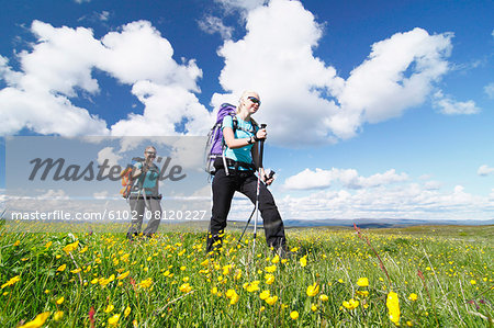 Teenage girls hiking