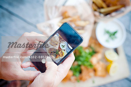 Taking picture of fish and chips