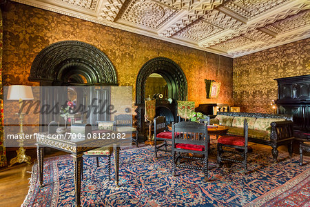 Ebony room, Penrhyn Castle, Llandegai, Bangor, Gwynedd, Wales, United Kingdom