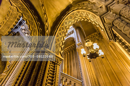 Grand staircase, Penrhyn Castle, Llandegai, Bangor, Gwynedd, Wales, United Kingdom