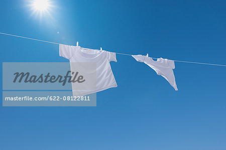 Laundry drying up on washing line