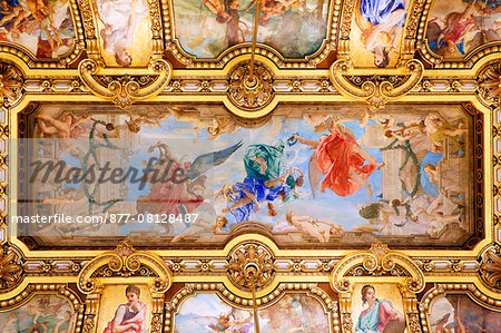 France,Paris. 9th district. Palais Garnier, Paris Opera. The Grand Foyer. View ceilings.