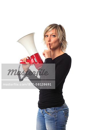 France, young blond woman in studio.