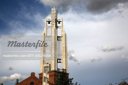 Church spire (Our Lady of Rocquigny, Somme). France.