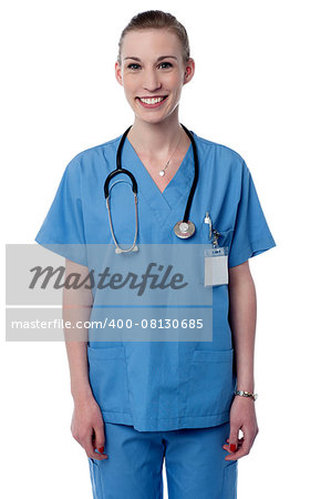 Young pretty female doctor posing