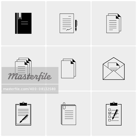 Black and white vector set of minimalist icons