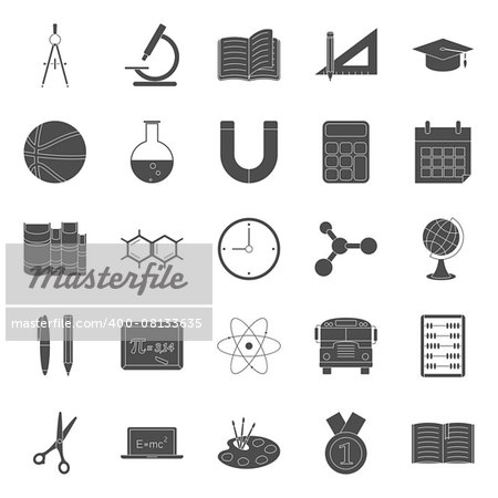 Education and school silhouettes icons set vector graphic illustration