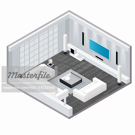 Living room isometric set vector graphic illustration