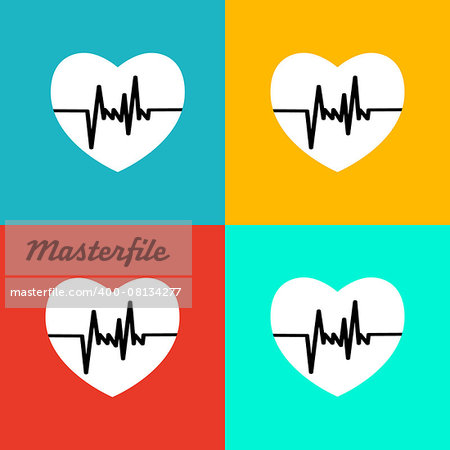 Flat heart beat icon eps 10 vector illustration