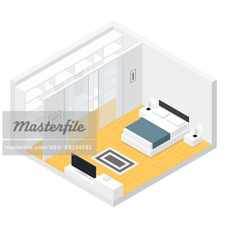 Bedroom isometric set vector graphic illustration design