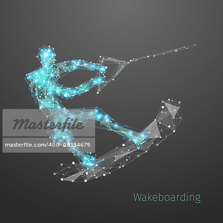 Wakeboarder polygonal. Vector geometric illustration. Abstract polygonal wireframe mesh