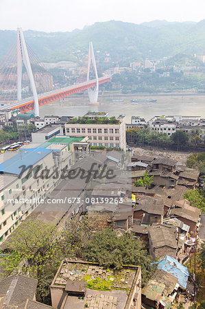 View of Chongqing and the Twin River Bridge, Chongqing, China