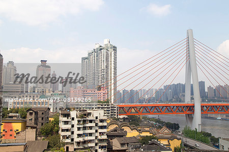 View of the Twin River Bridge from a cable car, Chongqing, China