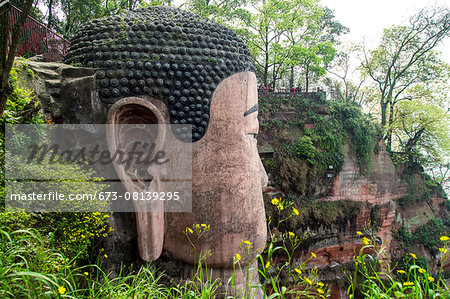 Close of up the Leshan giant Buddha, Sichuan province, China