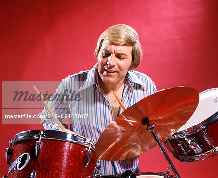 1960s 1970s MAN PLAYING DRUMS