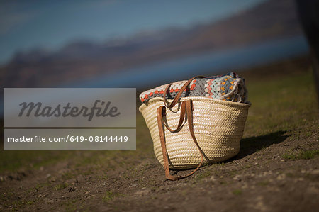 Bag on ground with blanket Bag on ground with blanket