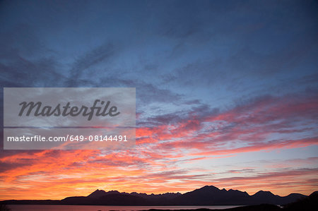 Cuillin mountains at sunset, Isle of Skye, Hebrides, Scotland