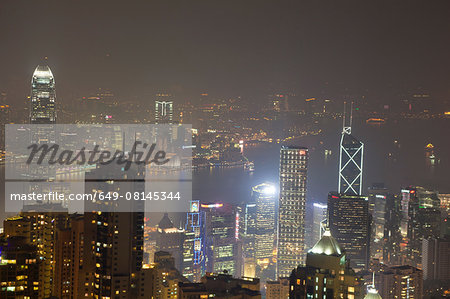 View from The Peak, down onto Central, and Kowloon, Hong Kong