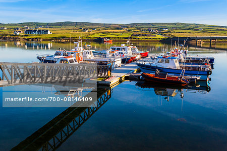 Fishing boats at dock, Portmagee, along the Skellig Coast on the Ring of Kerry, County Kerry, Ireland