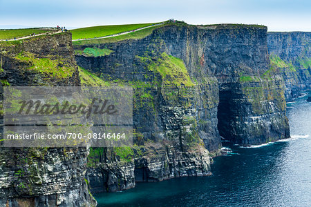 Close-up coastal view of the Cliffs of Moher, County Clare, Ireland