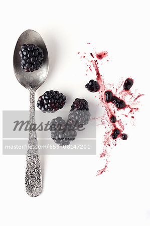 Blackberries with a spoon Blackberries with a spoon