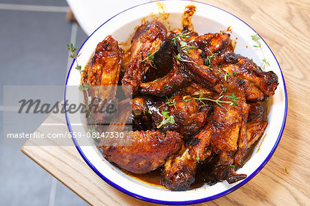 Glazed grilled chicken wings